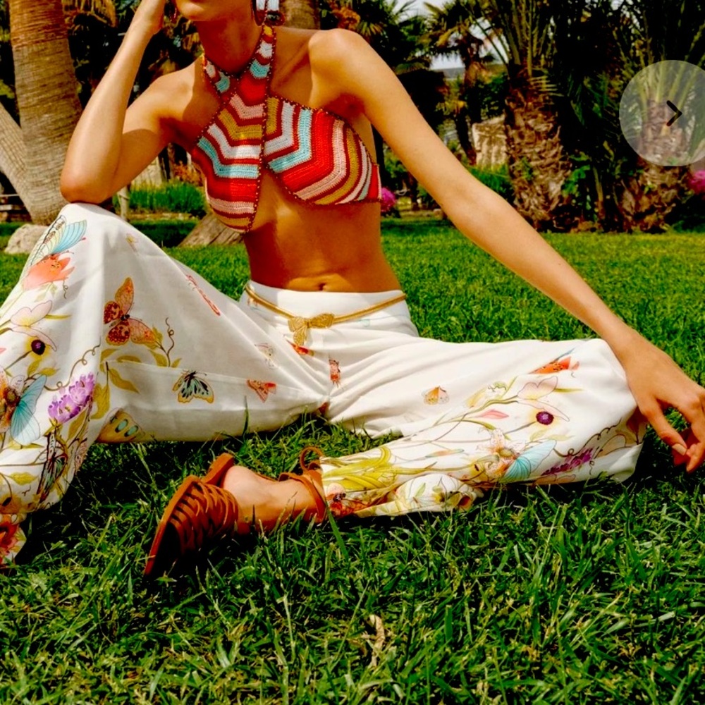My beach side Emily in Paris mimosa wide leg pants new with tags